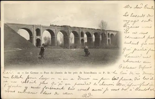 Ak Le Cateau Cambrésis Nord, Eisenbahnbrücke bei Saint-Benin