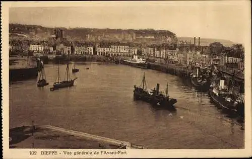 Ak Dieppe Seine Maritime, Hafen, Dampfer, Segelschiff
