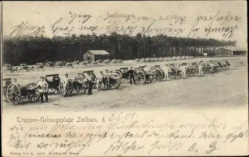 Ak Zeithain in Sachsen, Truppenübungsplatz, Geschützpark