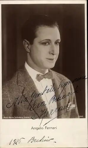 Ak Schauspieler Angelo Ferrari, Portrait, Autogramm