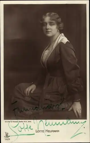 Ak Schauspielerin Lotte Neumann, Portrait, Autogramm
