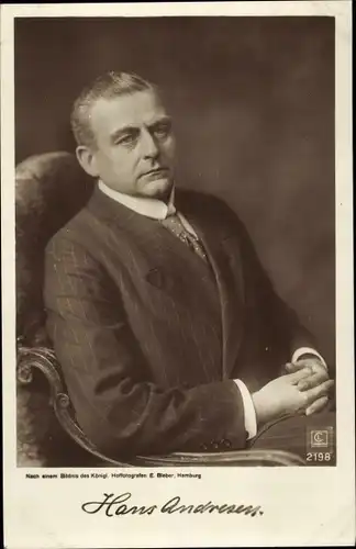 Ak Schauspieler Hans Andresen, Portrait, Autogramm