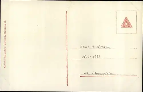 Ak Schauspieler Hans Andresen, Portrait, Autogramm