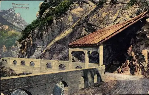 Ak Flexenstraße Flexenpass Vorarlberg, überdachte Straße