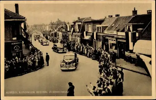 Ak Almelo Overijssel Niederlande, Königlicher Besuch, Zuiderstraat