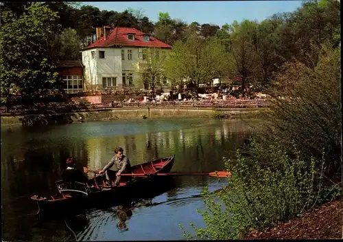 Ak Berlin Zehlendorf, Schlachtensee, Gastwirtschaft, Ruderboot