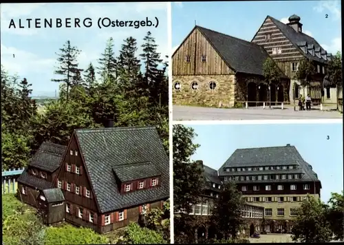 Ak Altenberg im Erzgebirge, Modell Gasthaus Altes Raupennest, Bahnhof, Sanatorium Raupennest