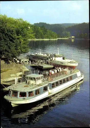 Ak Saalburg in Thüringen, Schiffsanlegestelle, Schiffe