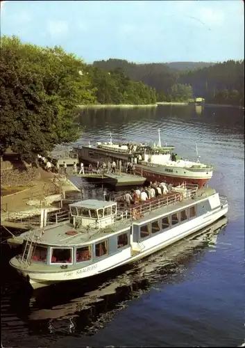 Ak Saalburg in Thüringen, Schiffsanlegestelle, Schiffe