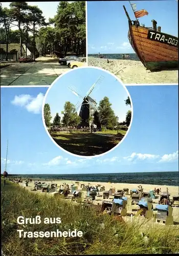 Ak Trassenheide auf Usedom, Strand, Mühle, Jugenderholungszentrum des VEB Carl Zeiss Jena