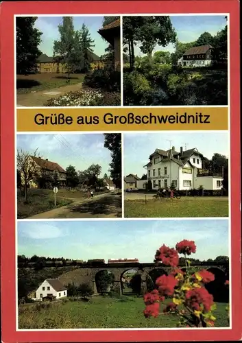 Ak Großschweidnitz in Sachsen, Fachkrankenhaus, Teilansichten, Gaststätte Zum Höllengrund, Viadukt