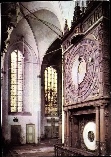 Ak Hansestadt Rostock, astronomische Uhr in der Marienkirche