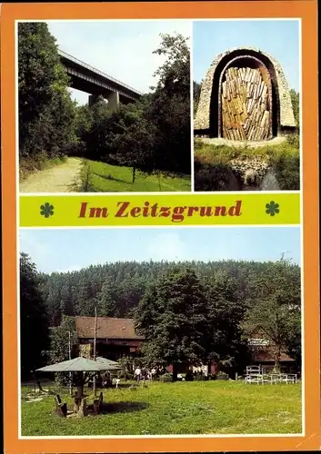 Ak Stadtroda in Thüringen, Zeitzgrund, Autobahnbrücke, Pechofen, Waldgaststätte Ziegenmühle