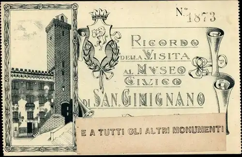 Ak San Gimignano Toskana Italien, Museo Civico