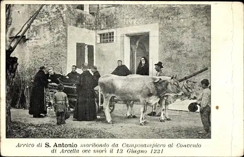 Ak Arcella Padova Padua Veneto, Arrivo di San Antonio moribondo da Camposampiero al Convento