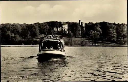 Ak Babelsberg Potsdam, Schloss Babelsberg, Motorboot