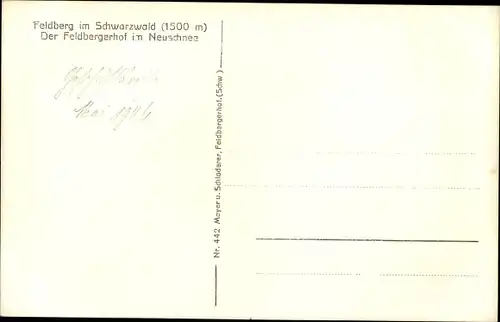 Ak Feldberg im Schwarzwald, Feldbergerhof im Neuschnee, Skifahrer