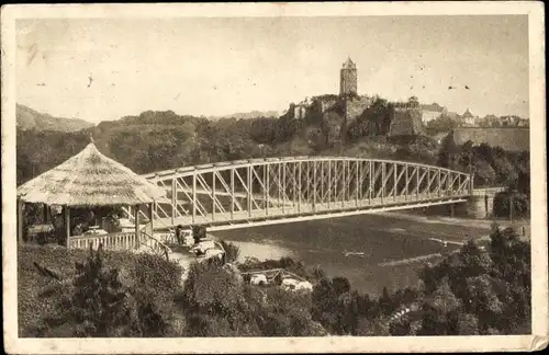 Ak Halle an der Saale, Cröllwitzer Brücke, Burg Giebichenstein