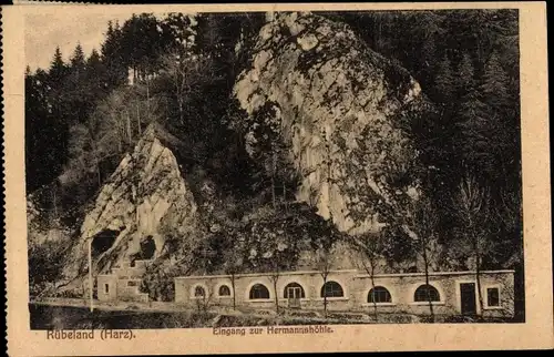 Ak Rübeland Oberharz am Brocken, Eingang zur Hermannshöhle