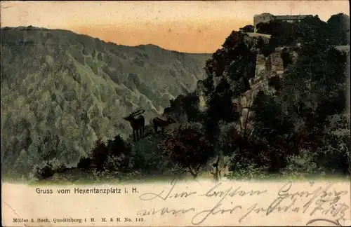 Ak Thale im Harz, Bodetal, Hexentanzplatz