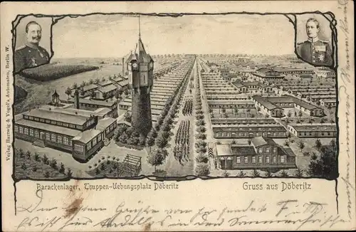 Ak Dallgow Döberitz im Havelland, Barackenlager, Truppen-Übungsplatz, Wilhelm II, Kronprinz Wilhelm