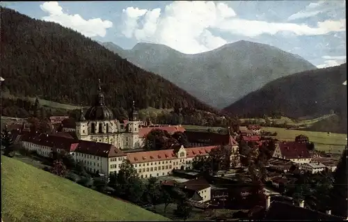 Ak Ettal Oberbayern, Kloster, Benediktinerabtei, Gesamtansicht