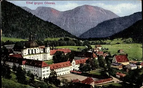 Ak Ettal Oberbayern, Kloster, Benediktinerabtei, Gesamtansicht