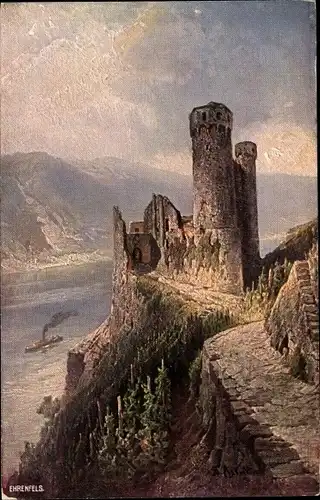 Künstler Ak Astudin, Rüdesheim am Rhein, Burg Ehrenfels