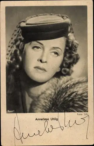 Ak Schauspielerin Anneliese Uhlig, Portrait