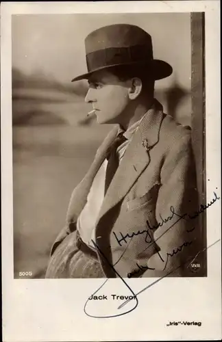 Ak Schauspieler Jack Trevor, Portrait, Zigarette, Autogramm