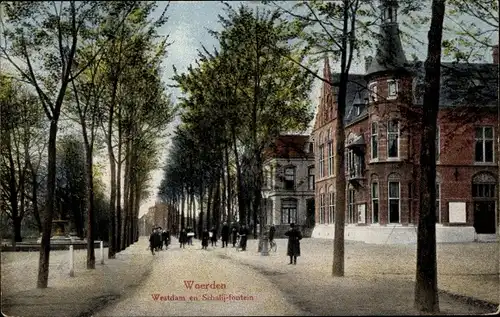 Ak Woerden Utrecht Niederlande, Westdam und Schalij-Brunnen