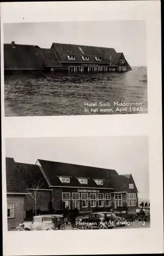 Ak Middenmeer Nordholland, Hotel Smit, Hochwasser April 1945