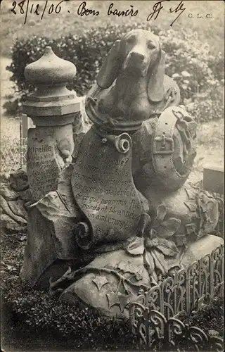 Ak Asnières sur Seine Hauts-de-Seine, Cimetiere des Chiens, Hundefriedhof, Dackel Grab