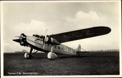 Ak Flugzeug, Fokker F XXII Lapland Stockholmmlijn SE-ACZ