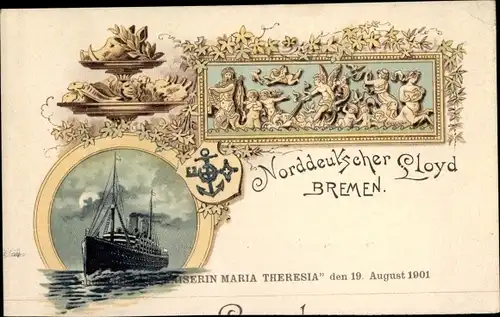 Mondschein Litho Kaiserin Maria Theresia, Norddeutscher Lloyd NDL