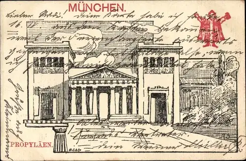 Künstler Litho München, Propyläen, Münchner Kindl