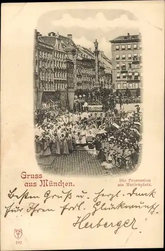 Ak München, Prozession, Marienplatz