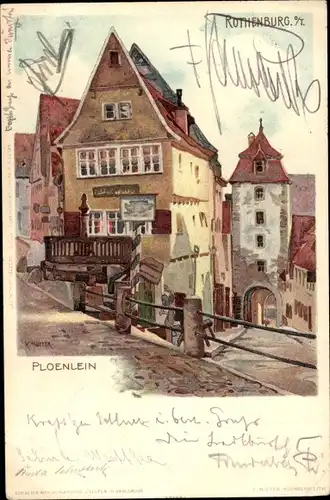 Künstler Litho Mutter, K., Rothenburg ob der Tauber Mittelfranken, Plönlein