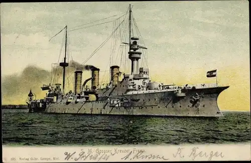 Ak Deutsches Kriegsschiff, SMS Freya, Großer Kreuzer