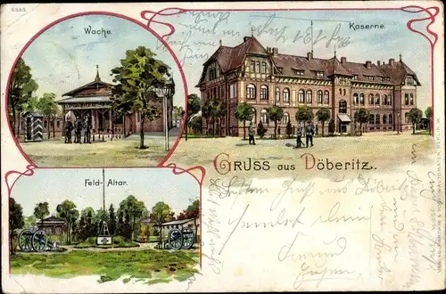 Litho Dallgow Döberitz im Havelland, Truppenübungsplatz, Kaserne, Wache, Feldaltar