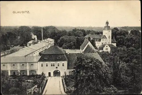 Ak Glaubitz an der Elbe, Rittergut mit Schloss