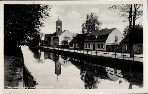 Ak Zerpenschleuse Wandlitz in der Mark, Finowkanal, Ortsansicht