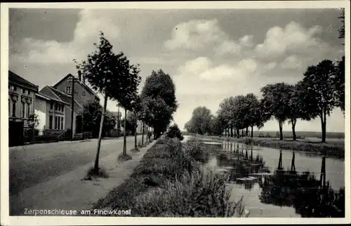 Ak Zerpenschleuse Wandlitz in der Mark, Finowkanal, Ortsansicht