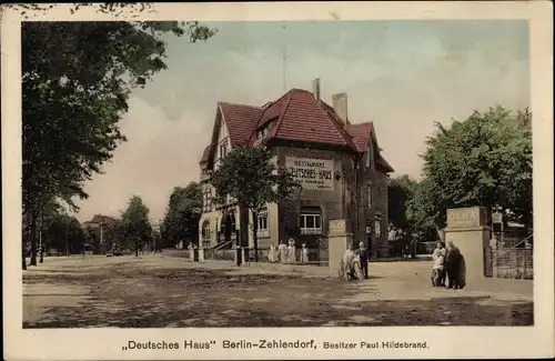 Ak Berlin Zehlendorf, Restaurant Deutsches Haus, Berliner Straße, Ecke Charlottenburgerstraße