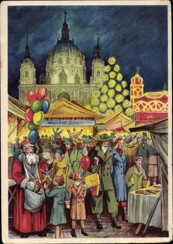 Ak Berlin Mitte, Weihnachtsmarkt, Berliner Dom, Weihnachtsmann