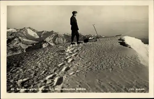 Ak Kärnten Österreich, Bergsteiger auf dem Schareckgipfel, Hochalmspitze