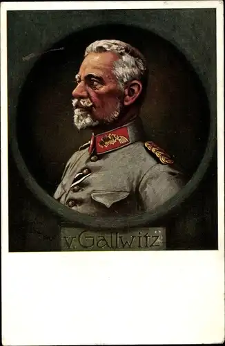 Passepartout Künstler Ak General Max von Gallwitz, Portrait