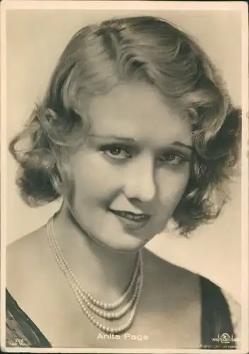 Ak Schauspielerin Anita Page, Portrait, Perlenkette