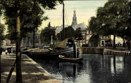 Ak Haarlem Nordholland Niederlande, Blick auf Spaarne