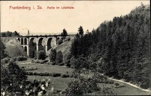 Ak Frankenberg Sachsen, Lützeltal, Eisenbahnbrücke